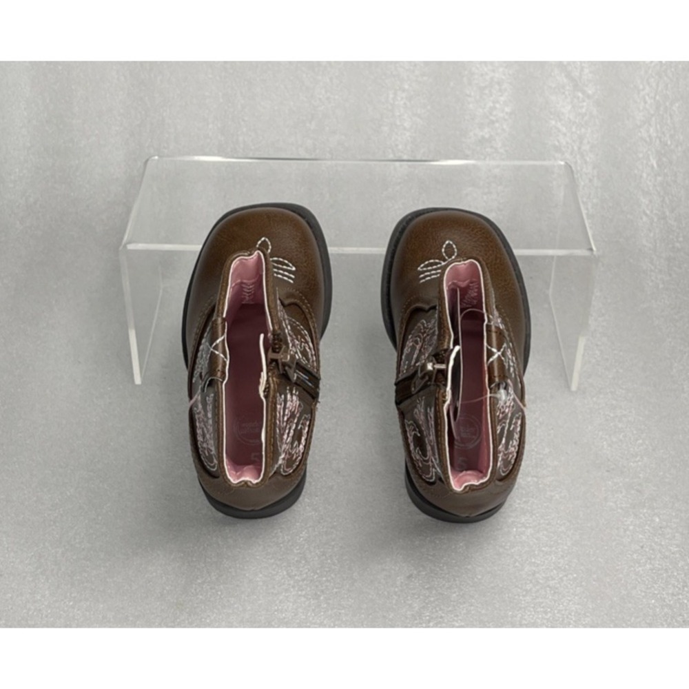Wonder Nation Brown Zip up Square Toe Cowboy Cowgirl Boots Toddler Girls Size 5 - Picture 12 of 16